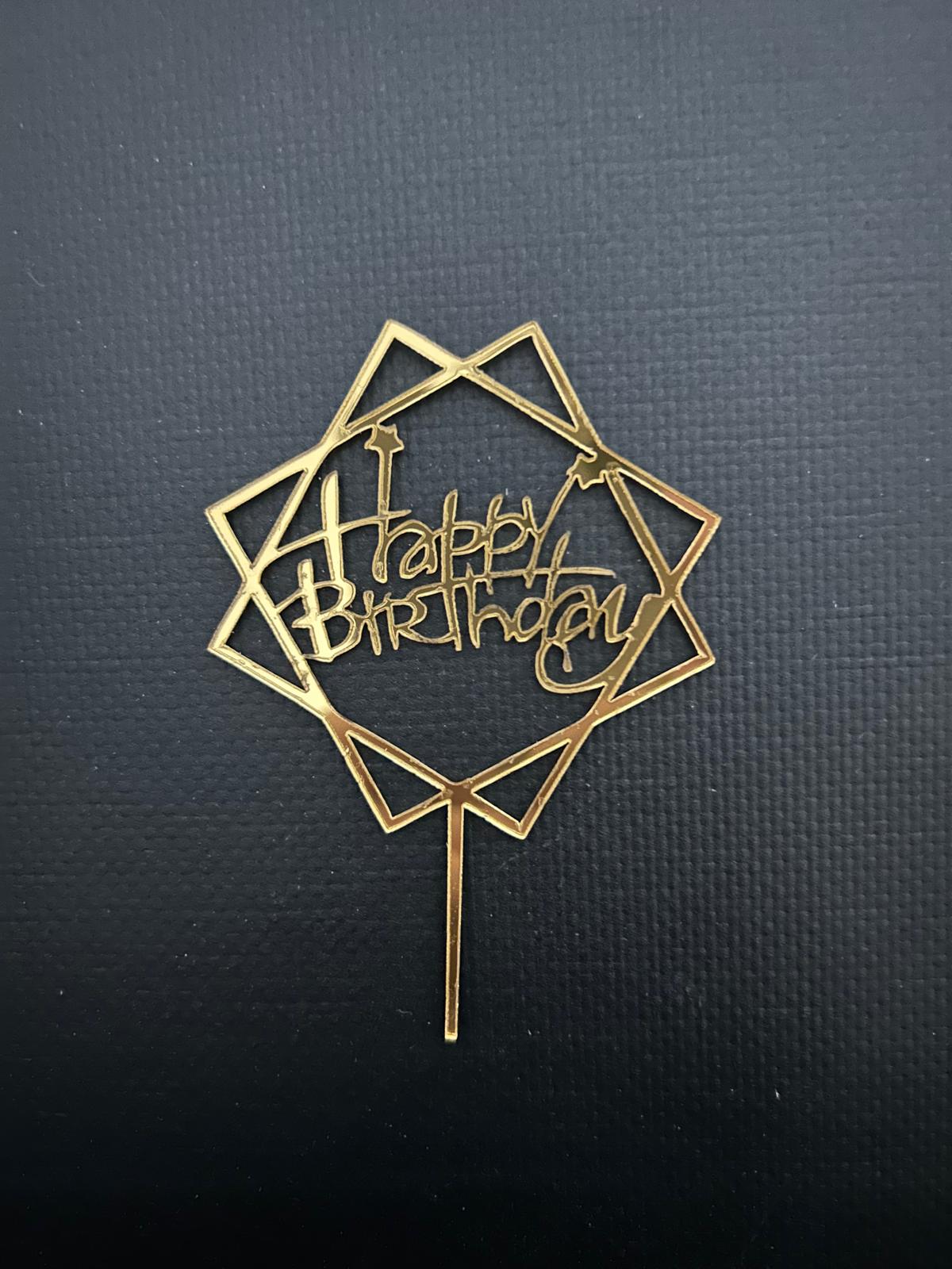 Happy Birthday Çubuklu Gold Pleksi