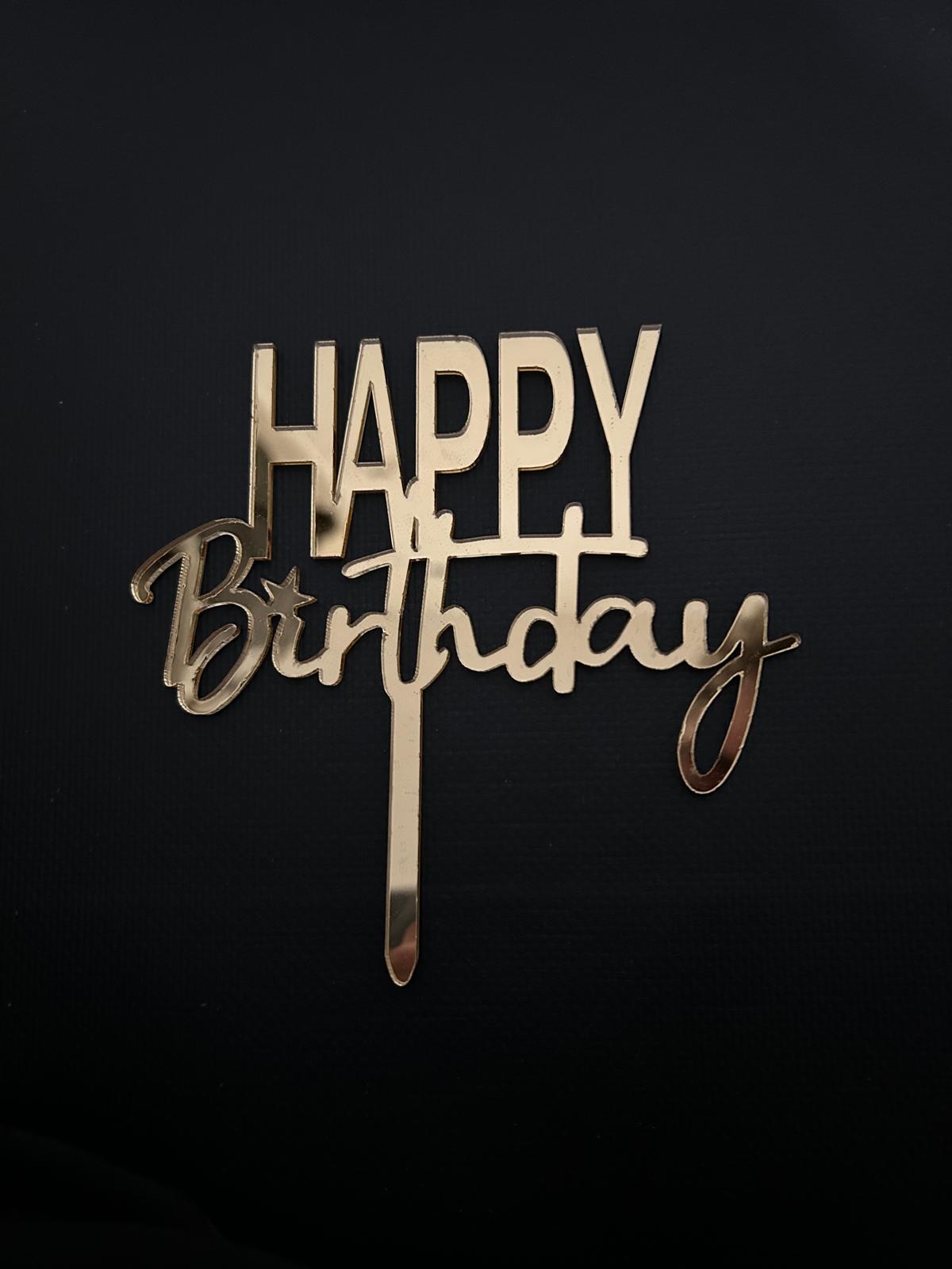 Happy Birthday Çubuklu Gold Pleksi