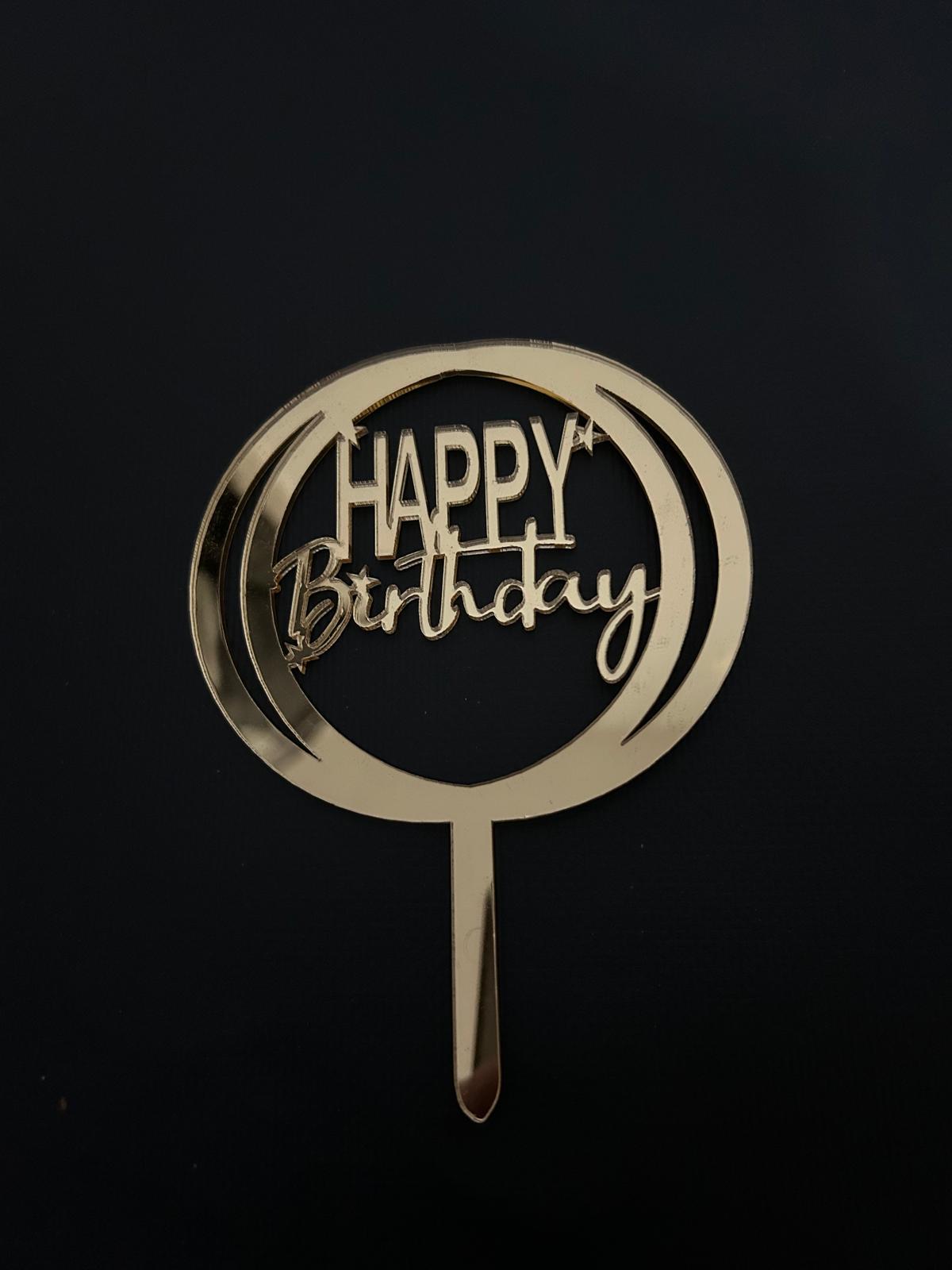 Happy Birthday Çubuklu Gold Pleksi