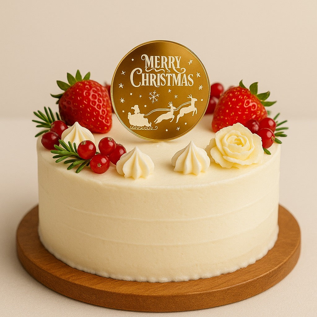 Merry Christmas Pleksi Pasta Süsü 7 cm çap