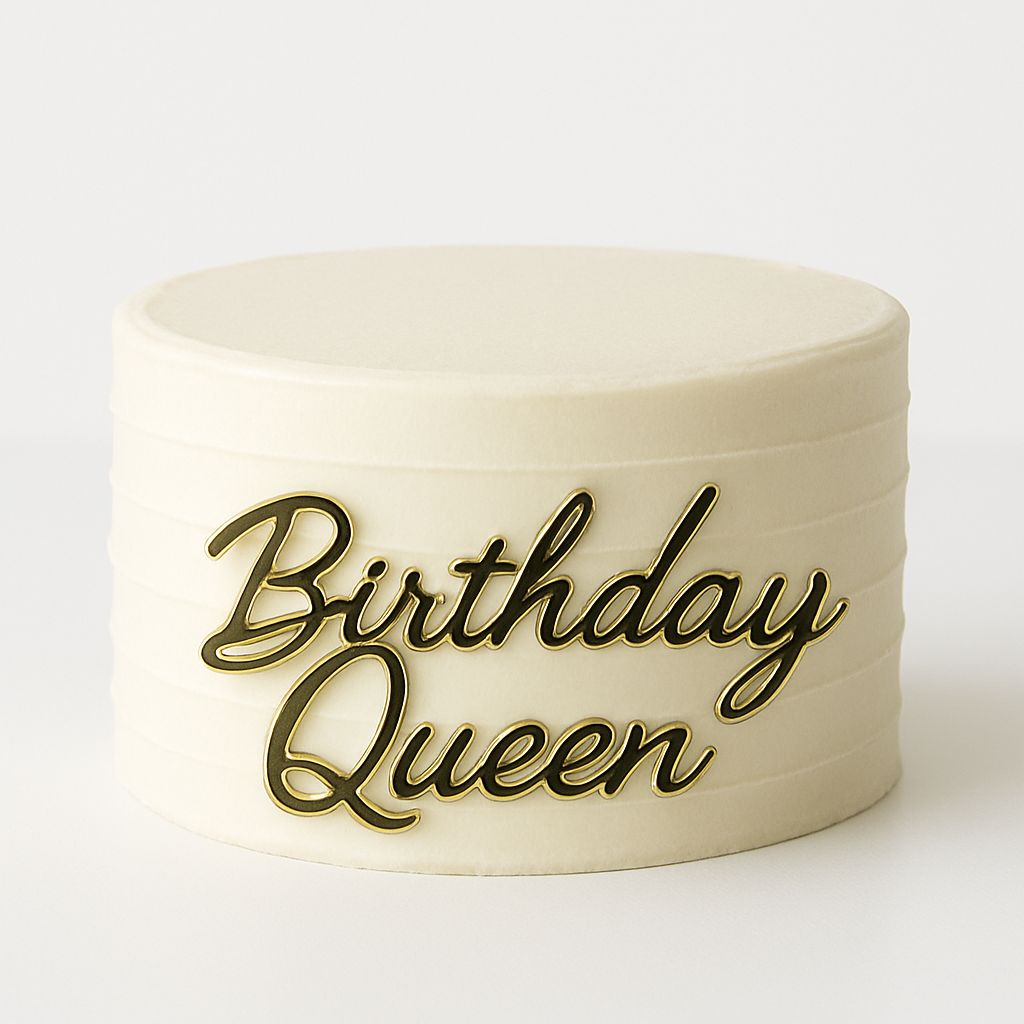 Birthday Queen Gold Pleksi, Pasta Süsü (Çubuksuz)
