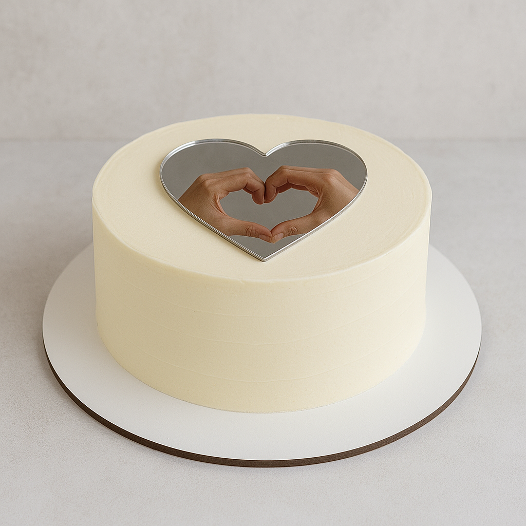 Selfie Cake Pleksi, Kalp Gümüş Pleksi, Ayna