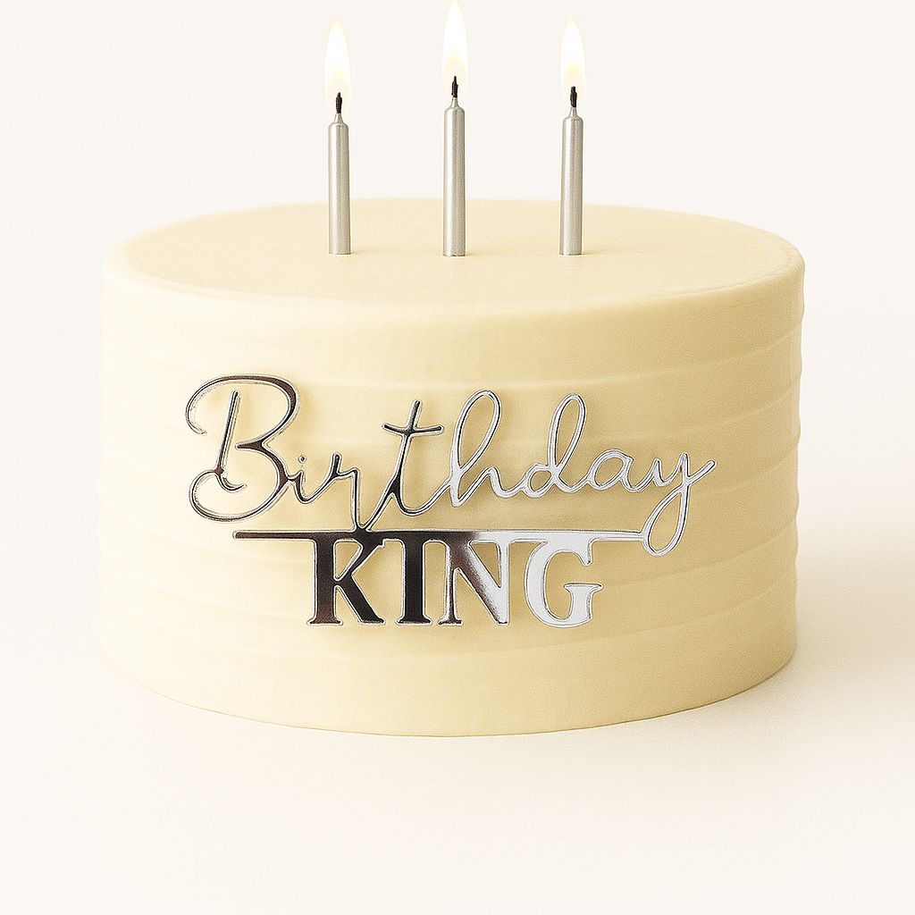 Birthday King Gümüş Pleksi Pasta Süsü