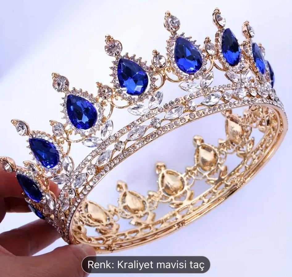 Taç Gold Mavi Taşlı
