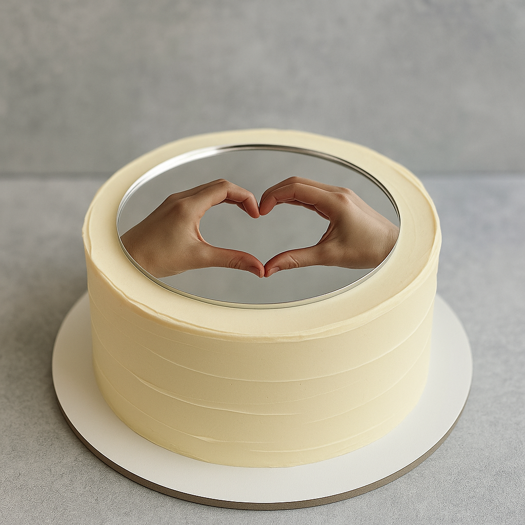 Selfie Cake Pleksi, Daire Gümüş Pleksi, Ayna